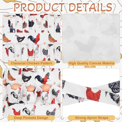 Egg Collecting Apron and Basket, 12 Pouches Chicken Egg Apron with 7 Pouches Basket, Aprons for Fresh Eggs - color: Style 2