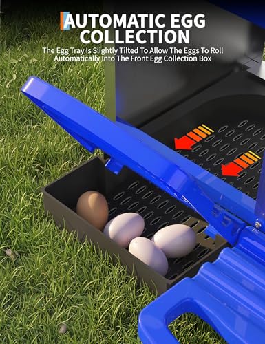 Garvee Nesting Boxes for Chickens - 3 Compartment Metal Stainless Steel Chicken Nesting Boxes with Pull-Out Trays,Hen Roosting & Laying Eggs,Roll Away Design,Easy to Install and Easy to Clean - color: Blue, size: 3 Holes with legs