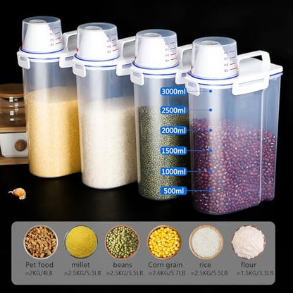 5.5 Lbs Plastic Transparent Tank, Rice Storage Barrel, Household Food Container Grain Storage Box for Oatmeal, Grain, Cereal, Pasta, Flour (6 Packs) - color: 6 Packs