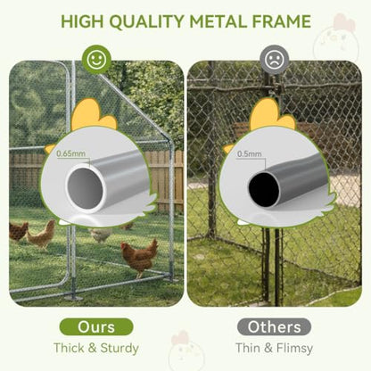 COMHOMA 13×10×6.6FT Large Metal Chicken Coop with Roosting Perch,Walk-in Chicken Run with Waterproof Roof & Lockable Door,Outdoor Poultry Cage for Hens,Ducks,Rabbits - size: 157.5"L x 120.0"W x 78.8"H