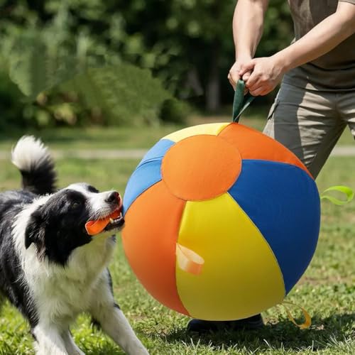 Herding Ball for Dogs, 18"/45cm | Durable Tear Resistant, Inflatable, Heavy Duty Handle Cover & Pump, Jumbo Size for Active Herding Breeds