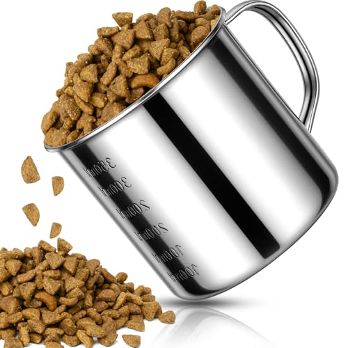 Dog Food Scoop 1.5 Cup,304 Stainless Steel Measuring Cups with Handle Pet Food Scoop Cup Measuring Scoop for Dogs, Cats, Birds & Rabbits – Ideal for Dry Food & Treats (1.5 Cup) - size: 1.5 cup