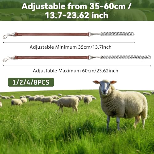 Misdary 4 Pcs Goat Show Collars, Adjustable 14"-24" Iron Chain Halter for Sheep, Horses, Dogs, Cows & Calves, Farm Animal Supplies Accessories Animal Lovers Gift (14'',Brown) - color: Brown