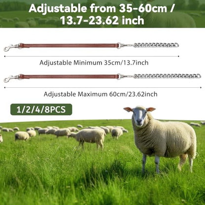 Misdary 4 Pcs Goat Show Collars, Adjustable 14"-24" Iron Chain Halter for Sheep, Horses, Dogs, Cows & Calves, Farm Animal Supplies Accessories Animal Lovers Gift (14'',Brown) - color: Brown