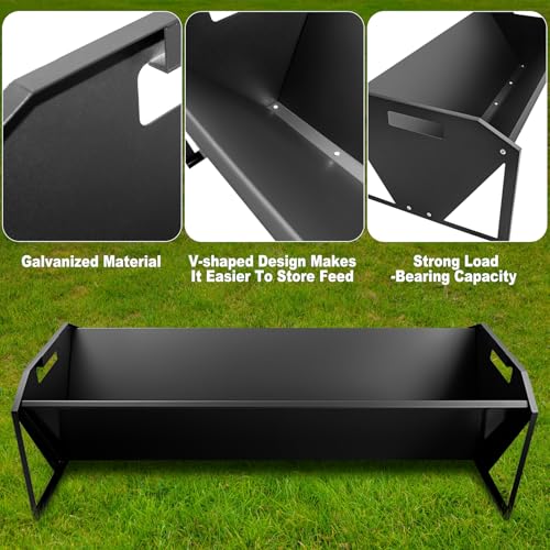 Livestock Feeding Trough 45", Heavy Duty 22 Gallon Capacity Livestock Trough, Galvanized Steel Sheep Feeder Trough for Horse, Goat, Sheep, Cattle, Cow, Alpaca