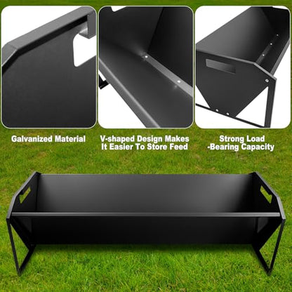 Livestock Feeding Trough 45", Heavy Duty 22 Gallon Capacity Livestock Trough, Galvanized Steel Sheep Feeder Trough for Horse, Goat, Sheep, Cattle, Cow, Alpaca