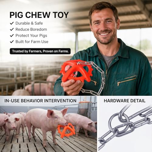 Hanging Piglet Chew Toy, Scented Durable Pig Bite Toy with Adjustable Chain, Hanging Pig Enrichment for Farm Pigs to Prevent Biting and Boredom