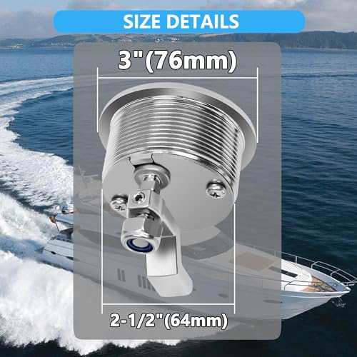 Flush Mount Latch Fits 2-1/2" Hole,Non-Locking Surface-Mount Latch,316 Stainless Steel Boat Cam Latch