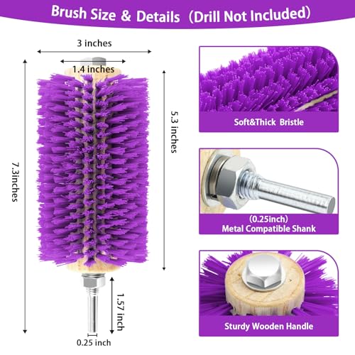 2 Pcs Mini Roto Brush for Livestock, Drill Brush Attachment for Stimulating Livestock Hair, Scratching Shedding Tool for Cattle Horse Sheep Goat Grooming (Purple)
