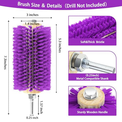 2 Pcs Mini Roto Brush for Livestock, Drill Brush Attachment for Stimulating Livestock Hair, Scratching Shedding Tool for Cattle Horse Sheep Goat Grooming (Purple)