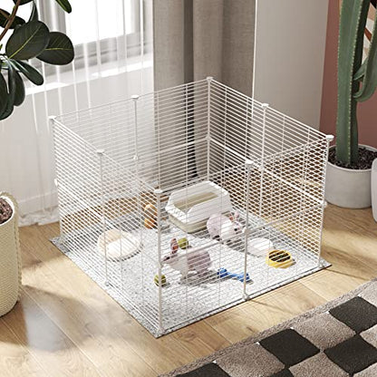 C&AHOME Pet Playpen, Small Animals Supplies, 16 Panels Exercise Playpens Cage, C Grids Portable Yard Fence Indoor, Ideal for Guinea Pigs, Pet Products, DIY Metal Yard Fence, 12" × 15" White UPPM3416W - color: White, style: 16 Panels