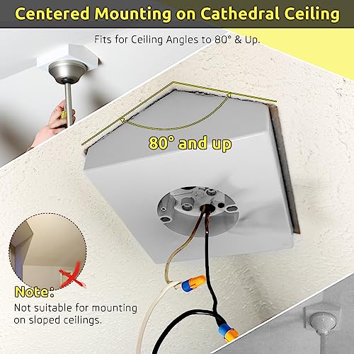Fan Mounting Box, Ceiling Fan Mounting Bracket, Ceiling Fan Mounting Box, Ceiling Fan Mounting Kit, Fan Mounting Bracket, Fits Cathedral Ceiling Angles of 80° or Up, White,1-Pack - color: White