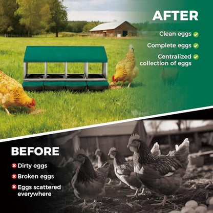 Chicken Nesting Boxes, Heavy-Duty 8-Compartment Metal Chicken Nesting Box – Removable Tray, Ventilation Holes, Easy Egg Collection, Rustproof Galvanized Steel - Green - 4 - Slot - color: Green, size: 4 - Slot