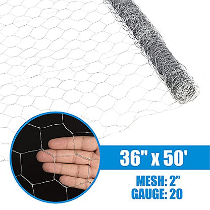 Fencer Wire 20 Gauge Galvanized Poultry Hex Netting with 2 inch Mesh - size: 3 ft. x 50 ft.