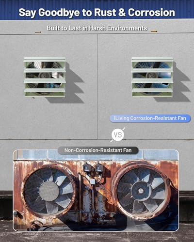 iLiving 16-Inch Corrosion Resistance Shutter Exhaust Fan, Single Speed - style: Corrosion-Resistance