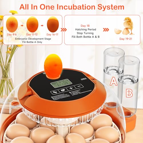 Incubators for Hatching Eggs 18 Egg Automatic Egg Turning and Humidity Control Incubator for Chicken Duck Home Classroom Lab