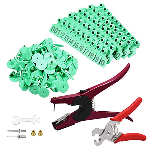 SPEEDWOX Animal Ear Tag Pliers with Ear Tag Remover Tool 1-100 Number Plastic Livestock Pig Ear Tags and 2 Replaceable Ear Tag Needle Pins - color: Light Green