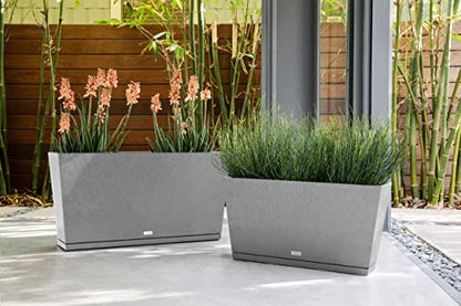 Veradek Midori Long Trough Planter (Light Grey, 39 inch - 2 Pack with 2 Saucer Trays) - color: Gray, size: 39 inch - 2 pack with saucers