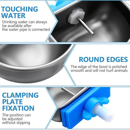 Potchen 10 Pcs Rabbit Water Bowls Nipple Drinker 2.56 x 2.36 x 1.18 Inch 304 Stainless Steel Rabbit Breeding Drinking Waterer Removable Hanging Bunny Water Bowl for for Cages Small Animals