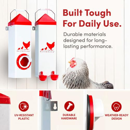 RentACoop High Rise Chicken Waterer and Feeder Set - 10lbs/2 Gal