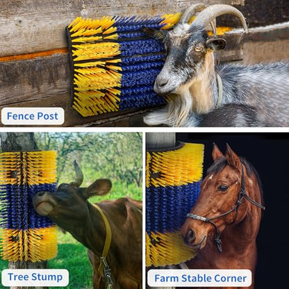 Livestock Scratch Brush, 4Pcs Cattle Scratcher Brush for Grooming, Upgraded Extra Large Horse Brush, Relieve Itching on the Back, Goat Scratcher for Horse, Cow, Pig, Sheep (XL Size Yellow) - size: 4-PACK XL BRUSH