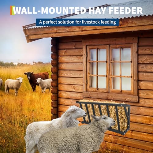 Hay Feeder for Horses, 27'' Long Heavy Duty Steel Wall Mounted Hay Rack with 16 Gallon Large Capacity for Horses, Goats, Sheep in Stable and Farm - size: 27 inch