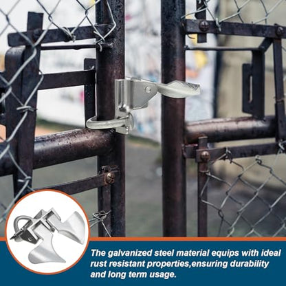 Tandefio 2 Pcs Chain Link Fence Butterfly Gate Latches Galvanized Steel Butterfly Latch Chain Link Gate Closer Fence Gate Latch for 1-3/8 Gate Frame and 2-3/8 Gate Post, Silver