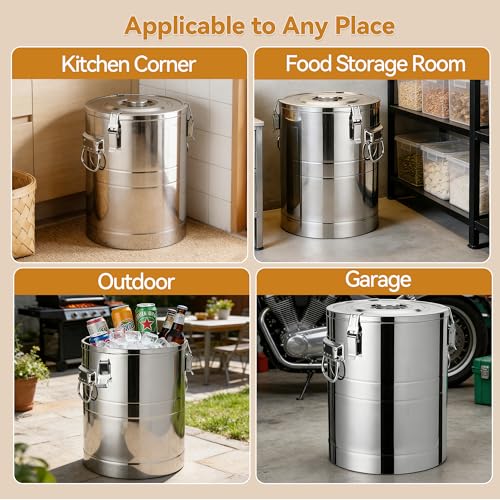 Newget 35 Lbs Stainless Steel Dog Food Storage Container, Large Airtight Pet Food Storage Bin with Lid to Keep Fresh, Metal Container with Scoop for Dog, Cat, Bird Seed, Rice, Grain & Kitchen Pantry - size: 35 lbs