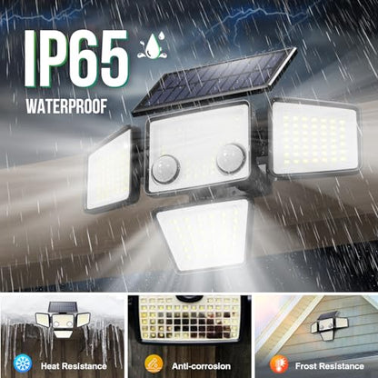 LYWALT Solar Outdoor Lights - 3000LM 188 LED Motion Sensor Outdoor Lights, 4 Heads Security Light,IP65 Waterproof, Easy Install,270°Wide Angle Flood Wall Light with 3 Modes for Backyard Yard (3 Pack) - size: 3 Pack