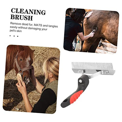 BESTonZON Ergonomic Rubber Handle Horse Hair Grooming Comb with Durable Rust Resistant Metal Teeth Comfortable Massage Brush for Horse Fur Cleaning and Shedding Removal