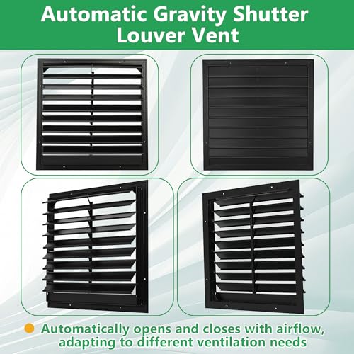 AIWFL 18 Inch Aluminum Automatic Exhaust Shutter Louver Vent, Automatic Gravity Shutter Louver Vent for Home Attics, Workshops, Barn, Greenhouse