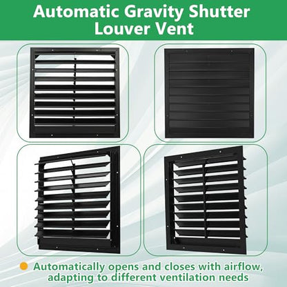 AIWFL 18 Inch Aluminum Automatic Exhaust Shutter Louver Vent, Automatic Gravity Shutter Louver Vent for Home Attics, Workshops, Barn, Greenhouse
