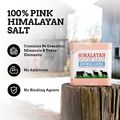 Salt Block for Deer & Horses – Compressed Mineral Salt Lick for Livestock, Cattle & Goats – Himalayan Secrets Pink Rock Salt Block (22LB/10KG, Block w/ Mounting Hole) - size: 22 Pound (Pack of 1)