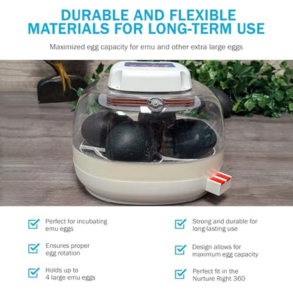 Egg Trays for Nurture Right 360 Egg Incubator (Various Sizes) (Extra Large w/Riser (Emu)) - size: 13.0"L x 13.0"W x 1.7"H
