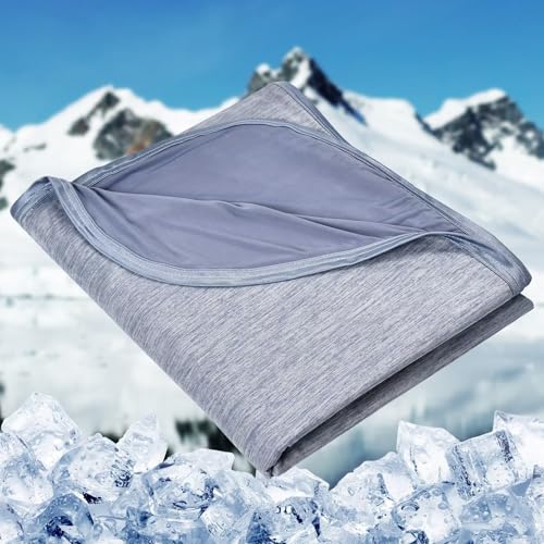 HOMFINE Cooling Blankets for Hot Sleepers - Summer Blanket Thin Lightweight Breathable Soft Double Side Enhanced Cooling for Bed Couch Sofa, Keep Cool for Night Sweats (Blue, 120 x 120 inches) - color: Blue, size: Oversized (120"x120")