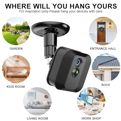 1 Pack Adhesive Ring Camera Mount Stick Up Mount Holder Compatible with Outdoor Security Camera, 360° Degree Adjustable Security Mounting Bracket,Camera Not Included (Black, 1 Pack) - color: Black, size: 1 Pack