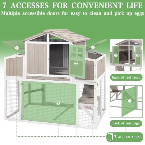 Gowoodhut 56.03" L 2-Story Chicken Coop with Run,Fir Wood Chicken House Hen House with 2 Large Nesting Boxes,Expandable Poultry Cage for 2-4 Chicken with 4 Perching Bars,Pull-Out Tray,Ramps - size: 56.3"L x 35.2"W x 52.8"H