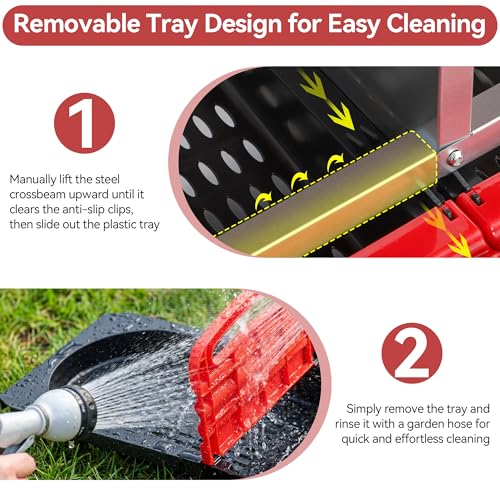 8 Holes Metal Chicken Nesting Box, Heavy-Duty Rustproof Egg Laying Box with Roll Away Tray & Bracket Legs, Nest Boxes for Hens - Easy Egg Collection & Cleaning, Red (8 Holes)