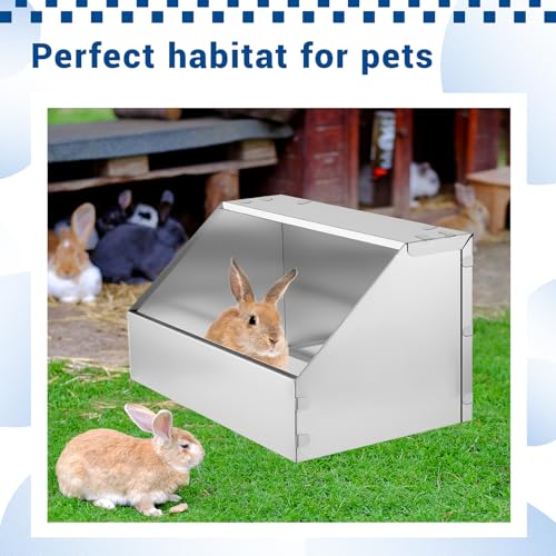 2Pack Rabbit Nesting Box,Galvanized Metal Bunny Small Animal Nest with Removable Floor,Hutch Hideout for Breeding,Durable Easy to Clean Rabbitry Supplies for Rabbits Guinea Pig Small Animals