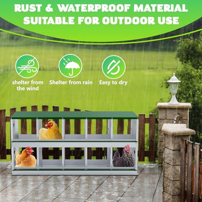 TOCRETOARE Chicken Nesting Boxes, 10 Hole Nesting Box for Laying Eggs, Heavy Duty Metal Nest Boxes for Chicken and Poultry to Collect Eggs, Chicken Laying Boxes Hens Chicken Coop Box - size: 10 Hole