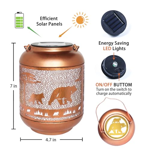 Bear Solar Lanterns Outdoor Waterproof,Hanging Solar Lights Bear Gifts for Women Men Metal LED Decorative Light for Yard,Patio,Lawn,Tabletop,Pathway,Landscape,Garden Decor - style: Bear