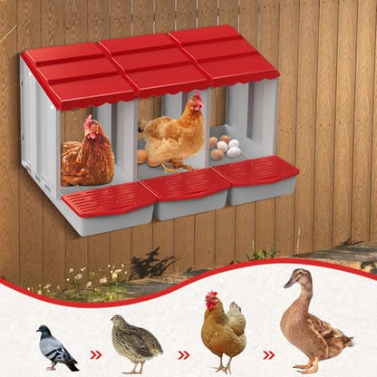 Chicken Nesting Boxes,3 Hole Nesting Box for Chicken Coop, Rolling Egg Collection and Protection Nesting Boxes - size: 3 Compartment