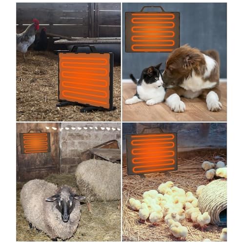 PINNKL Chicken Coop Heater 140W with Thermostat, Poultry Coop Heating Plate 50-80℃, Adjustable Temperature Dog Chick Brooder Heating Plate Heating Plate for Chicks Poultry Pets