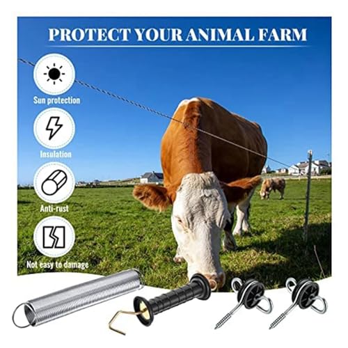 4 Pieces Electric Fence Gate Handle Kit Anchors Spring