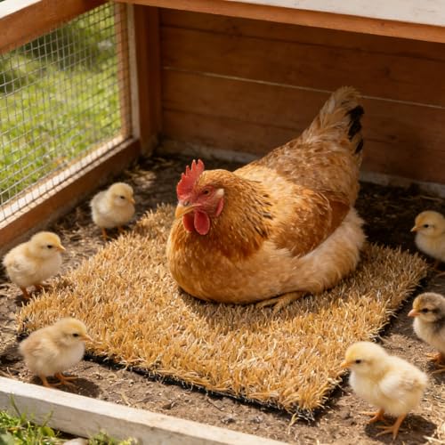 Levemolo 6pcs Chicken Coop Nesting Pads - Washable Grass Carpet Nest Mat for Laying Hens - Artificial Turf Bedding for Poultry House and Chicken Box Liners 12x11.8 Inch - color: Light Brown