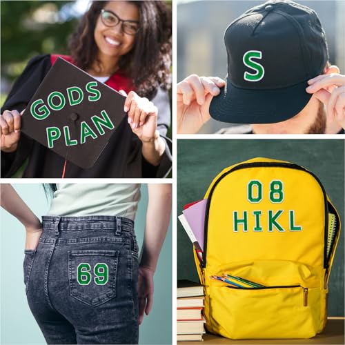ASTARON 72 Pcs Iron on Letters and Numbers Patches, 1.5 Inch Letters A-Z Numbers 0-9 Embroidered Applique Patches Alphabet Cloth Patch for Clothes, Bags, Socks, Jeans, Hat, DIY Accessories(Green) - color: Green