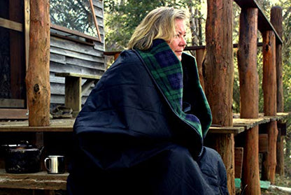 DOWN UNDER OUTDOORS Waterproof 350 GSM Fleece or Sherpa Stadium Blanket | Large Extra Thick, Windproof, Quilted, Machine Washable, Camping Picnic & Outdoor, Beach, Dog, secret pocket, 82 x 55 inches - color: Green Check