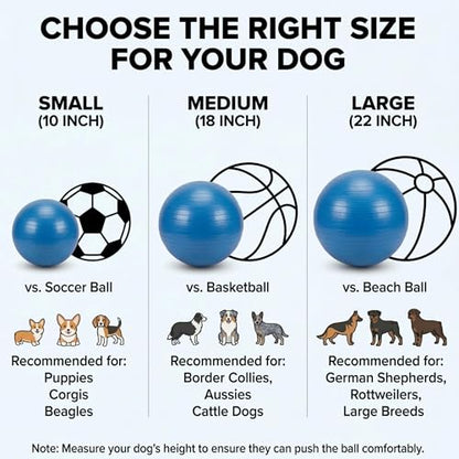 10/18/22" Herding Ball for Dogs & Horses - Tear-Resistant Inflatable Toy with Heavy-Duty Handle Cover & Pump - Durable Exercise Ball for Large Pets (Medium)