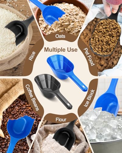 Dog-Cat Food-Scoop Measuring-Cup,1 Cup Capacity Versatile Plastic Pet Food Scoop with Measuring Lines 1 Cup and 1/2 Cup for Precise Portion Control (2, Black and Blue) - color: Black and Blue