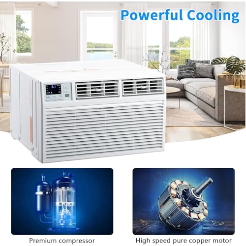 ROVSUN 10000 BTU Through the Wall Air Conditioner with Remote Control, 3-in-1 Wall AC Unit, Dehumidifier & Fan with Timer for Bedroom, Living Room, Apartment, Dorm up to 450 Square Feet, 115V/60Hz - style: 10000 BTU-Cool only